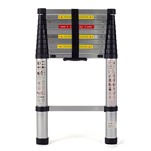 MAXCRAFT Teleskopleiter Aluleiter Stehleiter Fingerklemmschutz Anlegeleiter Mehrzweckleiter 3,20 m - 2