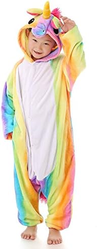Kids Unicorn Onesies Kigurumi Animal Costume (115#(51-55 inch), Rainbow)
