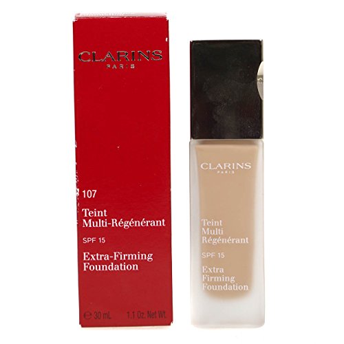 CLARINS EXTRA-FIRMING FOUNDATION SPF15 #107 BEIGE LIQUID OIL FREE ANTI AGEING MAKEUP - BRAND NEW IN A SLIGHTLY DAMAGED BOX
