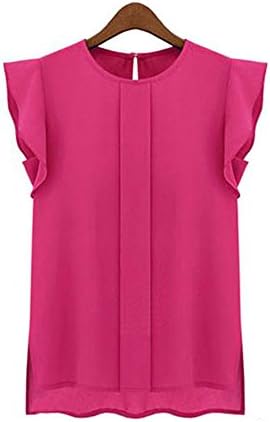 Ba Zha Women Summer Solid Cami Vest Top Sleeveless Chiffon Camisole Blouse Casual Bandage Tank Tops T-Shirt Elegant Dresses Loose Sling V-Neck Shirt Ladies Underwear Skirts (XXL, Hot Pink)