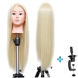 ERSIMAN Cosmetology Synthetic Fiber Blonde Hair Mannequin Head Manikin Training Head 27