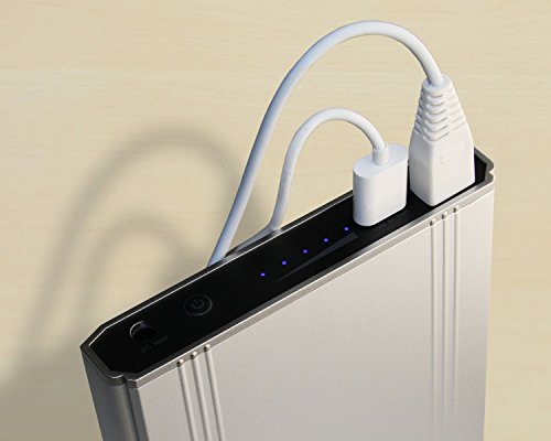 Lizone® Extra Pro Super Kapazität 40000mAh tragbar Externer Akku Batterie Power Bank Ladegerät mit Notizbuch, Laptop Apple MacBook Air , MacBook Pro , MacBook , Powerbook und iBook ; HP Compaq Pavilion , Mini, ElifeBook , ProBook , Presario , Neid und G; IBM Lenovo ThinkPad und IdeaPad; USB-Port für iPad Air, iPad Mini, iPad und iPhone ; Samsung Galaxy Nexus , MOTO , G, LG , HTC und Mehr -Aluminium Körper als Original MacBook Körper (nicht Kunststoff ) – 18 Monate Garantie (40000mAh Silber) - 4