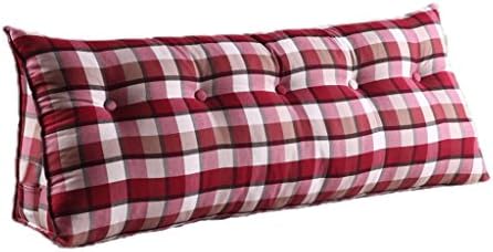 Pillow cushions LXF Bedside Cushion Plus Thick Cotton Canvas Fabrics Backrest Triangle Bed Pillow Sofa Half Lying Lumbar Pillow Durable Removable (Color : Red, Size : 100X22X50cm)