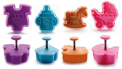 Ibili 734900 Lot de 4 emporte-pièces avec poussoir Baby