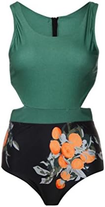 SMett Bikini, Women Floral Print Push Up Solid Bandage Bikini Set Swimwear Swimsuit Beachwear (S, Green)