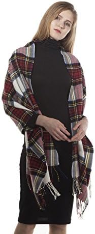 Women's Plaid Scarf Fashionable Winter Warm Large tartan Blanket Plaid Scarf Wrap Shawl (red)