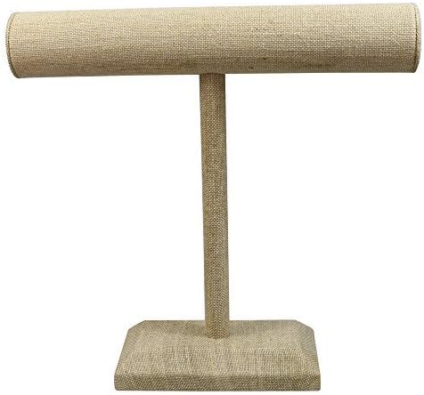 Ikee Design Linen Jewelry T-Bar Display, Bangle or Necklace Display 12"Wx3 1/4"D x 12"H by NILECORP