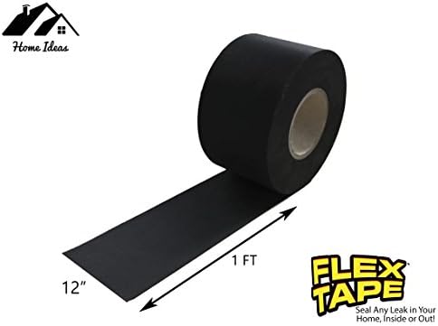 Home Ideas BLACK 12" x 1', 12 Inch x 1 Foot FLEX TAPE Strong Seal Waterproof Rubberized Tape- AS SEEN ON TV …