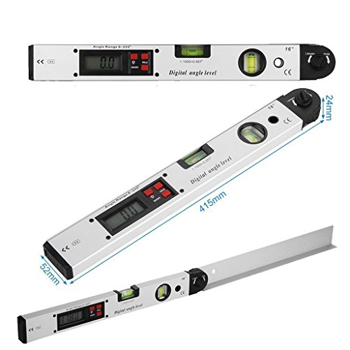 AGPtek 400 mm/40,6 cm Digitaler Winkelmesser, Miter Finder Wasserwaage Werkzeug Mit LCD-Display, Aluminium Winkel Level Slope Finder Vertikal Horizontal Dual Spirit Level 0 ° -225 ° Mit Bein Verlängerung Und Fall - 6