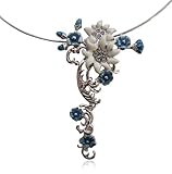halsreif pierre lang  Jean Pierre Damen-Collier Edelweiß Weißmetall 10 Swarovski-Kristalle und Lack weiß + blau 45-50 cm 5949