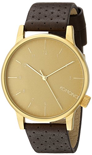 Komono Herren Armbanduhr Quarzuhrwerk Analog Kunststoff goldfarbenes Zifferblatt braunes PU-Leder-Band KOM-W2001 Komono Herren Armbanduhr Quarzuhrwerk Analog Kunststoff goldfarbenes Zifferblatt braunes PU-Leder-Band KOM-W2001