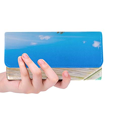 Preisvergleich Produktbild Einzigartige benutzerdefinierte schöne Wasser Villen tropischen Malediven Insel Frauen Trifold Wallet Lange Geldbörse Kreditkarteninhaber Fall Handtasche