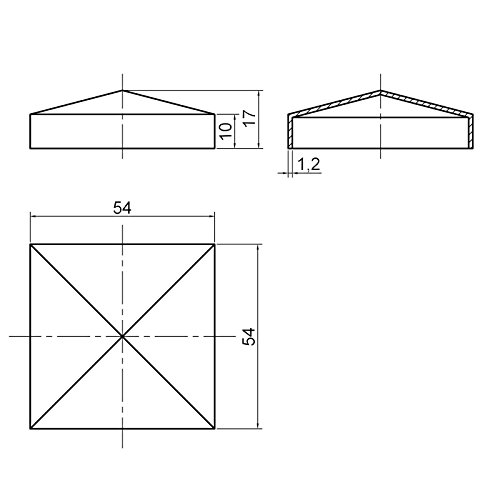 SO-TOOLS® Pfostenkappe Pyramide Stahl verzinkt Abdeckkappe für Pfosten 50 x 50 mm