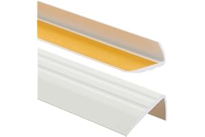 ProfiPVC Perfil de PVC 50mmx25mm, 80 cm - autoadhesivo de borde para escaleras en Forma de L, Tiras antideslizantes para peldaños, Esquina para cantos - Cantonera Protector, Blanco