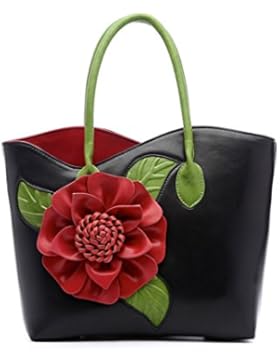 Howoo PU Chinesisch Stil Retro Dreidimensional Blumen Muster Schultertasche Handtasche Bote Umhängetasche für...