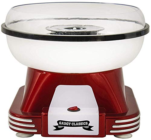 Gadgy ® Maquina de Algodon de Azucar | Retro Cotton Candy Machine | Usar Azúcar Regular de Caramelo Duro Sin Azúcar | 500W Rojo