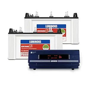 Luminous Inverter & Battery Combo for Home, Office & Shops (1 No. PowerX 2250 Pure Sine Wave Inverter, 2 Nos. RC 18000ST 150 Ah Short Tubular Inverter Battery)