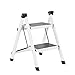 Produktbild Tritthocker Aluminium Klappleiter mit rutschfestem Pedal, geeignet für seltsame Arbeiten, Küchenstufen zusammenklappbar weiß