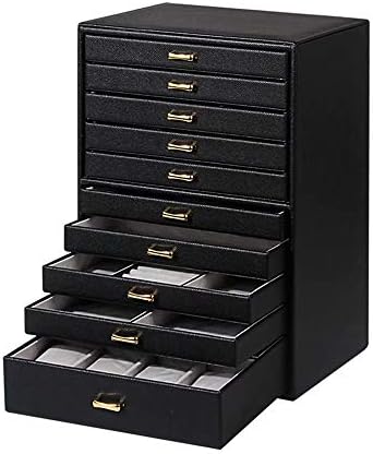 Extra Large Jewellery Box 10 Layer Storage Case Organizer with Drawer White Faux Leather