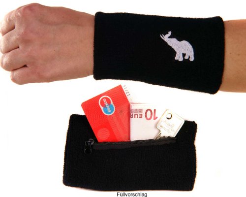 XXL Funktions-Schweißband mit Fach/ Wristband pro Angry Elephant sport schwarz
