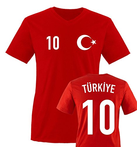 TRIKOT – TÜRKIYE – 10 – Herren V-Neck T-Shirt – Rot / Weiss Gr. M