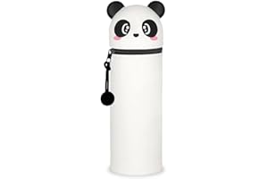 GDFJBG 2-in-1 Silikon Federmäppchen - Tiger, Federtasche aus weichem Silikon für Stifte, Federmappe und Stiftehalter, Mäppchen Tiere, Schlampermäppchen (Panda 1)