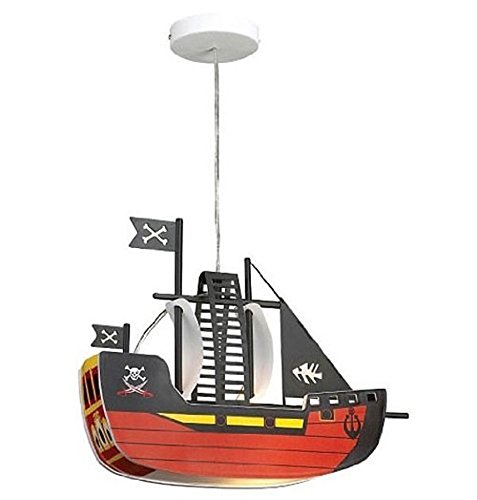 Preisvergleich Produktbild Kinderzimmer Lampe Piratenschiff E27 mit LED Kinderlampe Deckenleuchte Kinderzimmerlampe Designerleuchte Modell Pirat XL mit hochwertigem 7 W LED A+ Leuchtmittel