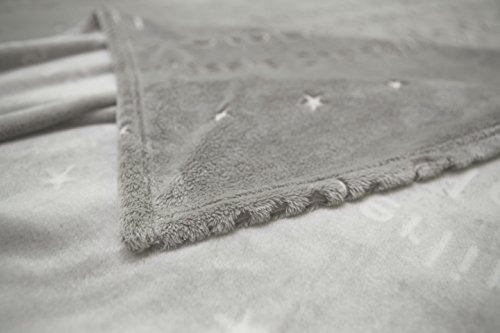 ZOLLNER® kuschelige Fleecedecke / Wohndecke / Plaid / Sofadecke / Kuscheldecke Städtenamen mit leuchtender Schrift 150×200 cm grau, vom Hotelwäschespezialisten, Serie „City“ - 3