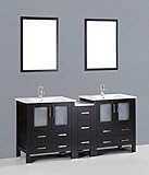 Inklusive Wasserhahn Bosconi AB230U1S Doppelwaschtisch, Espresso/gebürstetes Nickel, 183 cm