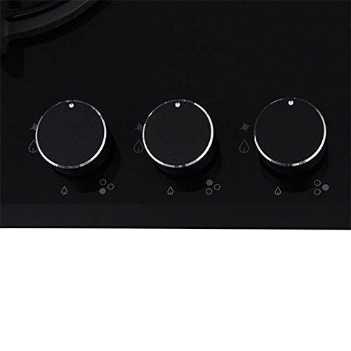Qualität 3 Gasbrenner Gas Kochfeld / PGA 45 FIERO BK / auf schwarzem Glas / 45 cm Breit /schwarz / WOK Brenner / automatische Druckzündung / autark / Multigas / Flüssiggas - 3