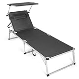 Die Liege hat aufgeklappt die Maße von ca. 193 x 60 x 32 cm und verschönert Ihren Außenbereich mit ihrem stylischen Look - die faltbare Relaxliege ist durch ihre Leichtigkeit und optimale Transportierbarkeit auch für Camping, Strand und Freizeit hervorragend geeignet