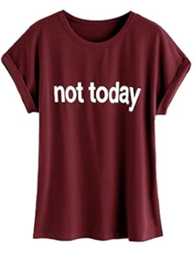 Romwe Damen Top mit Spruch Buchstaben Sommer T Shirt