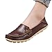Produktbild IFashion Damen Leder Mokassin Bootsschuhe Slip on Loafers Slipper Flats Low-top Erbsens Chuhe Kaffee 43.5