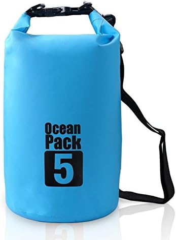 AireLibre Waterproof Dry Bag Floating Ocean Rucksack Backpack Lightweight Stuff Sack with Adjustable Shoulder Strap (Sky blue, 5L)