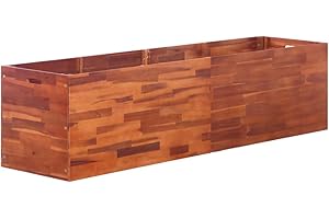 vidaXL Garden Raised Bed – Weather Resistant Rectangular Planter for Outdoor use, Constructed from Solid Acacia Wood, Perfect for Herbs, Vegetables, and Flowers, Size 200x50x50 cm.