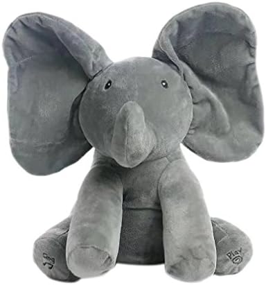 J Robin Flappy Elephant Baby Soft Plush Toy Stuffed Animated Doll Singing Animal Toy Kid Gift (Gray)