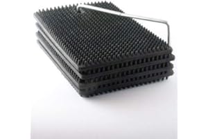 HENRYS LADDERMAT Henry's Anti-Slip Ladder Leveller - Four mats, Made from Heavy-Duty Rubber Matting with nodules, are Linked by a Sturdy Metal Loop and Offer Adjustable Anti-Slip Blocking to go Under The Ladder Foot.