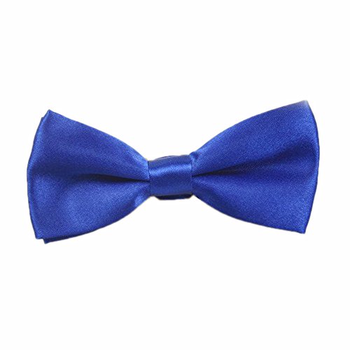 PLAIN BLUE BOY Pageboy Baby Satin Pre Tied Bow Tie Adjustable Tie for Wedding Prom Party