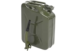 Bonnlo Bidon pour carburant en métal 20L avec bec verseur, bidon étanche carré en métal pour essence avec bec verseur, accessoire d'automobiles (vert, 20L-Type 1)