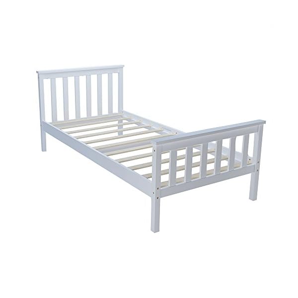 3ft Wooden Single Bed Frame for Adult Kids Child or Children, Solid Pine Wood, White - Image 3