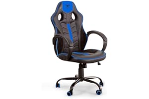 CAMBIA TUS MUEBLES CTM® Silla Gaming Spider-S – Silla Ergonómica para Escritorio y Gaming – Respaldo Reclinable 115º – Tapizado Deportivo y Altura Ajustable – 52x62x110-120 cm – hasta 110 kg (Azul)