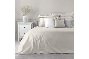 EUROFIRANY Set copripiumino e federa, per letto singolo, in cotone, tinta unita, classico (beige, 1 copripiumino da 160 x 200)