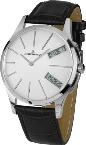 Jacques Lemans Herren-Armbanduhr XL London Analog - Digital Quarz Leder 1-1788B Jacques Lemans Herren-Armbanduhr XL London Analog - Digital Quarz Leder 1-1788B
