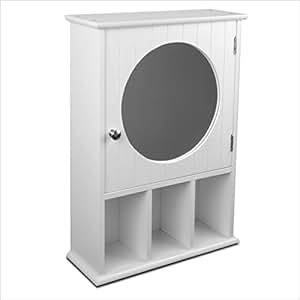 Spiegelschrank mit rundem Spiegel - Hängeschrank Badezimmerschrank