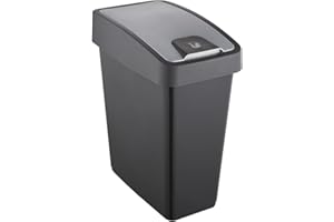 keeeper Premium poubelle avec couvercle rabattable, Soft Touch, 25 l, 39,5 x 24 x 47,5 cm, Magne, Grey (Graphite), Graphit