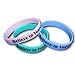 Produktbild 3er-Set Fitness Armband mit Text Gravur "Believe in Yourself" - Silikonarmbänder in blau grün pink mit Leuchteffekt - Glow in the Dark Wristbands von EKNA