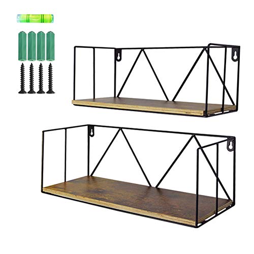 Umi. by Amazon - Lot de 2 Etagères Flottantes Murales en Bois Rangement pour Salons Salles de Bain Chambres Bureaux Cuisines Style Rétro