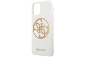 CG MOBILE GUESS Carcasa Brillante 4G Circle Logo Serie para iPhone 11 Pro MAX, Color Blanco