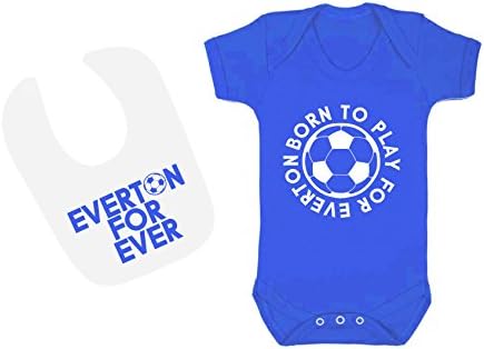 'Everton Forever Football' boys babygrow and bandana bib set ' (0-3 months baby grow and bib)