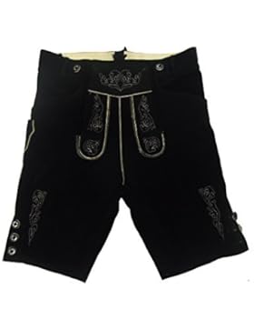 Kurze schwarze Lederhose - Lederhosen - schwarze Trachtenlederhose Größe 52 - Trachten Lederhose in schwarz